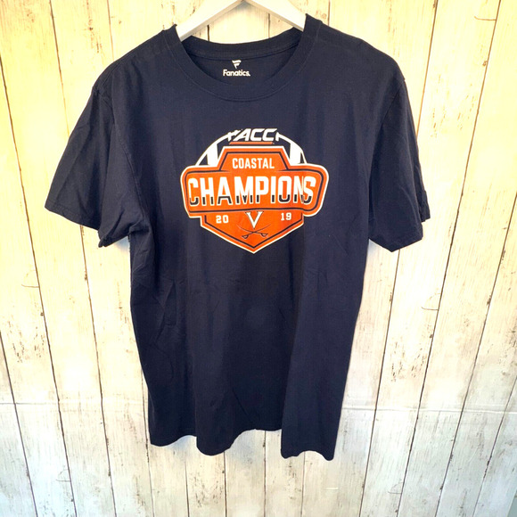 Virginia Cavaliers Fanatics Mens L 2019 ACC FOOTBALL DIVISION CHAMPIONS T-shirt - Picture 1 of 5